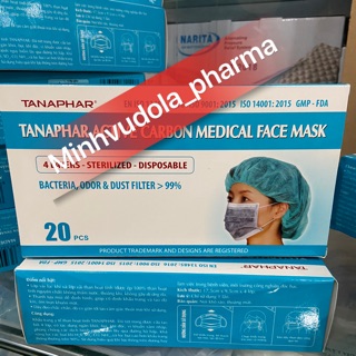 Khẩu trang y tế than hoạt tính Tanaphar (hộp 20 chiếc)