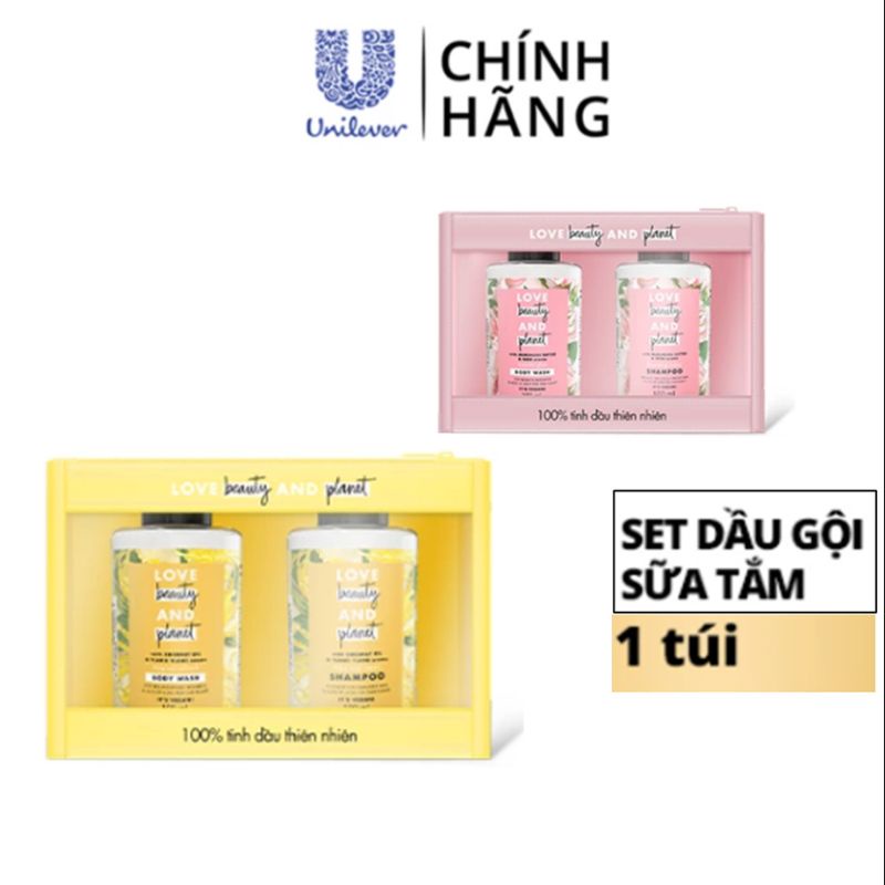 Set dầu gội - sữa tắm Love Beauty and Planet 100ml x 2