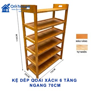 Kệ Dép Gỗ 6 Tầng Qoai Xách Ngang 70cm - Chất Liệu Gỗ Cao Su - Nội Thất Ori