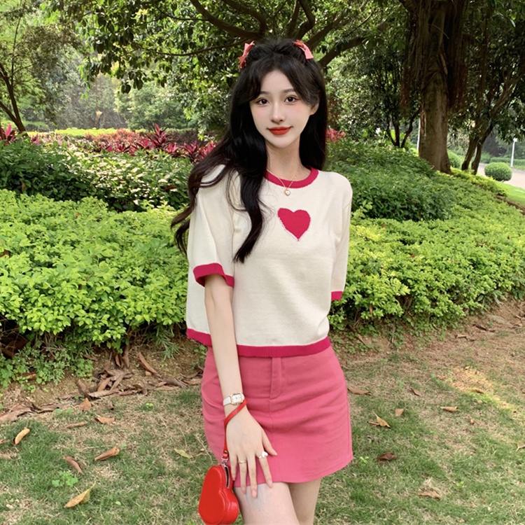 Áo thun ZHELIHANGFEI tay ngắn phối màu tương phản thời trang dành cho nữ