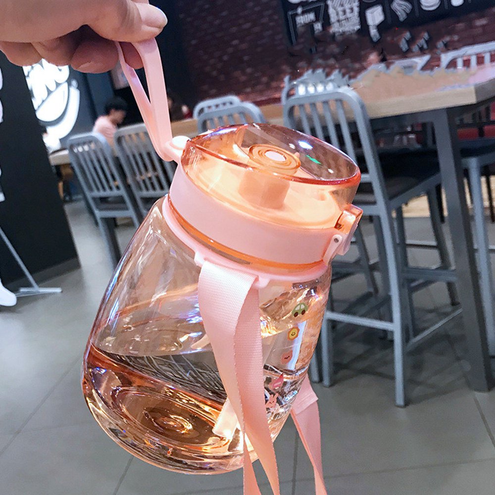 Bình Nước Thể Thao 1200ml Có Ống Hút In Họa Tiết Hoạt Hình Dễ Thương