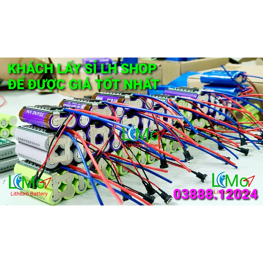 Khối pin 1S 3.7V. Pin MỚI, dung lượng cao  - Xả 20A dùng cho loa đài, đèn, quạt, sạc dự phòng 18650 pin máy khoan - LIMO
