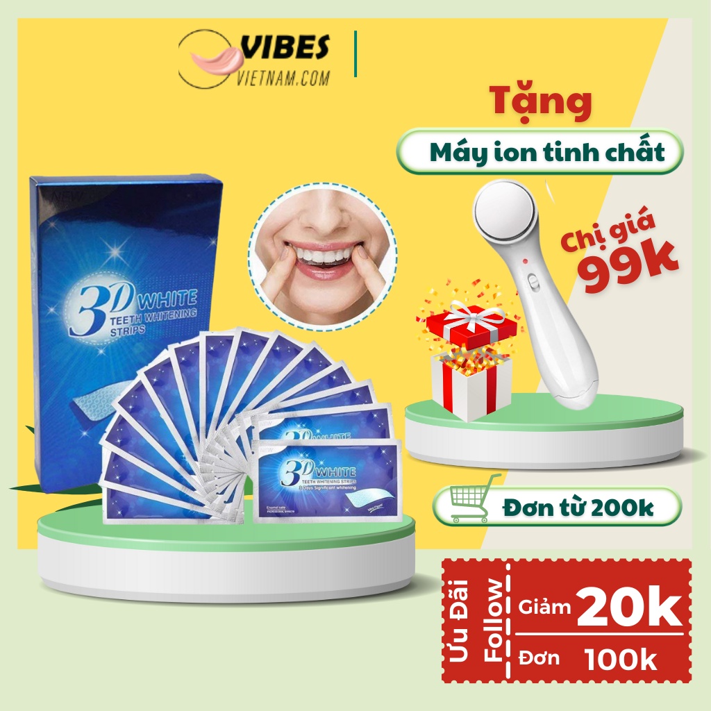Miếng dán trắng răng 3D White Teeth Whitening Strips - Hộp 7 gói vibesvietnam
