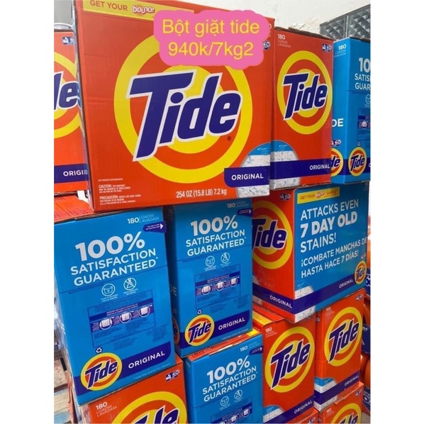 Thùng 7.2kg BỘT GIẶT TIDE ORIGINAL ,OXI BOUNCE CỦA MỸ