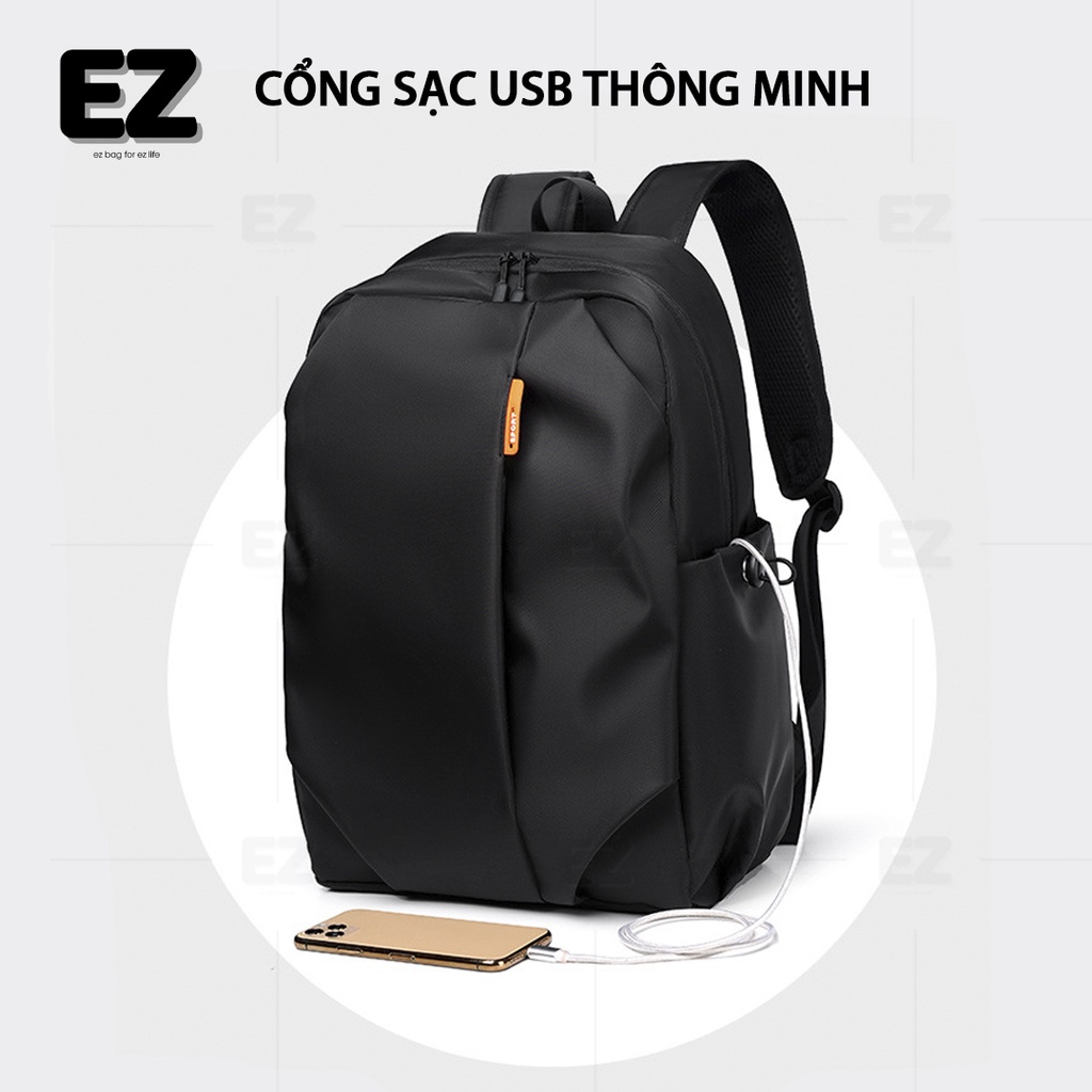 Balo laptop chống nước thời trang  BLU11 có cổng sạc USB, Balo du lịch kích thước lớn vải Oxford cao cấp