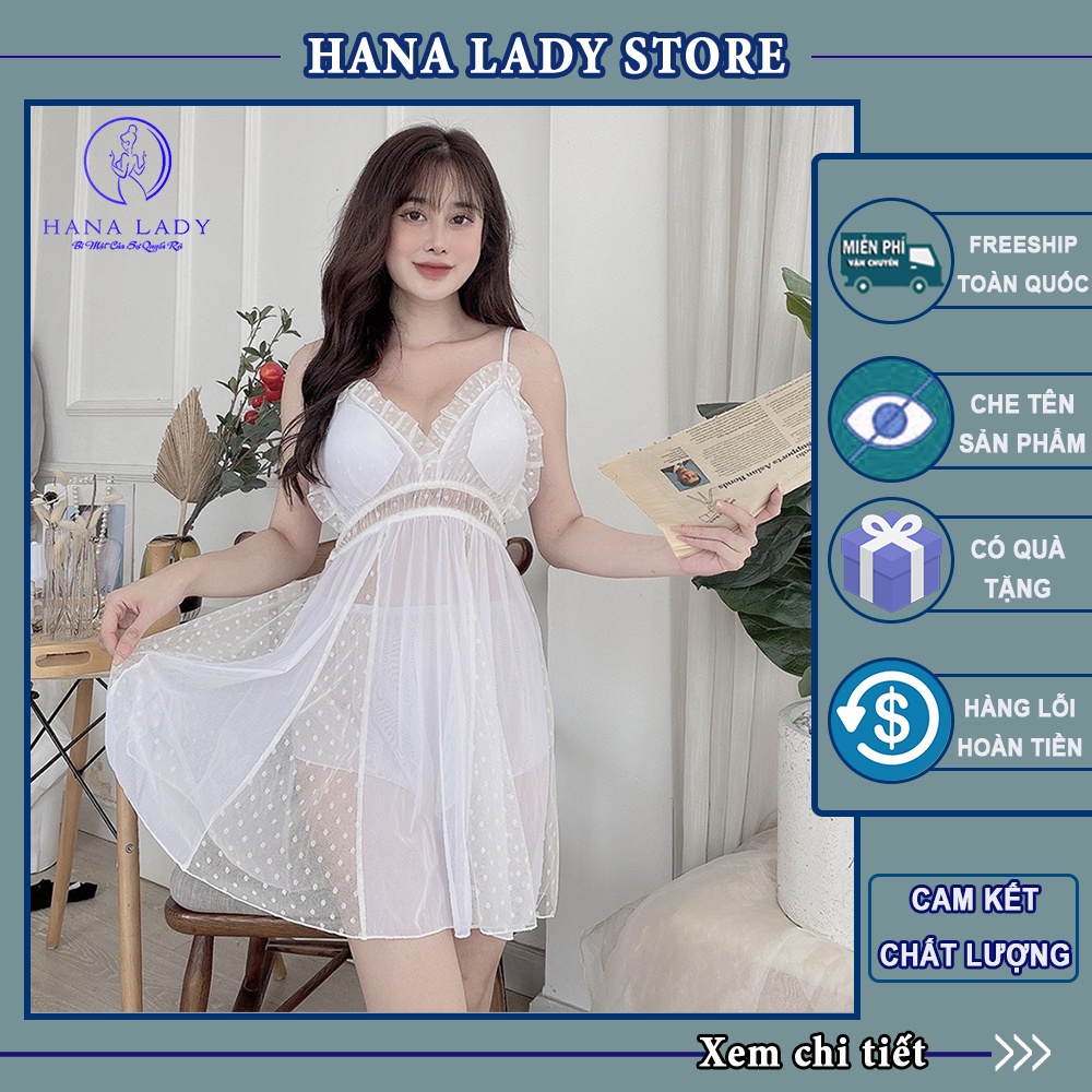Váy ngủ gợi cảm siêu mỏng - Đầm ngủ voan lụa kèm quần gợi cảm xuyên thấu V481