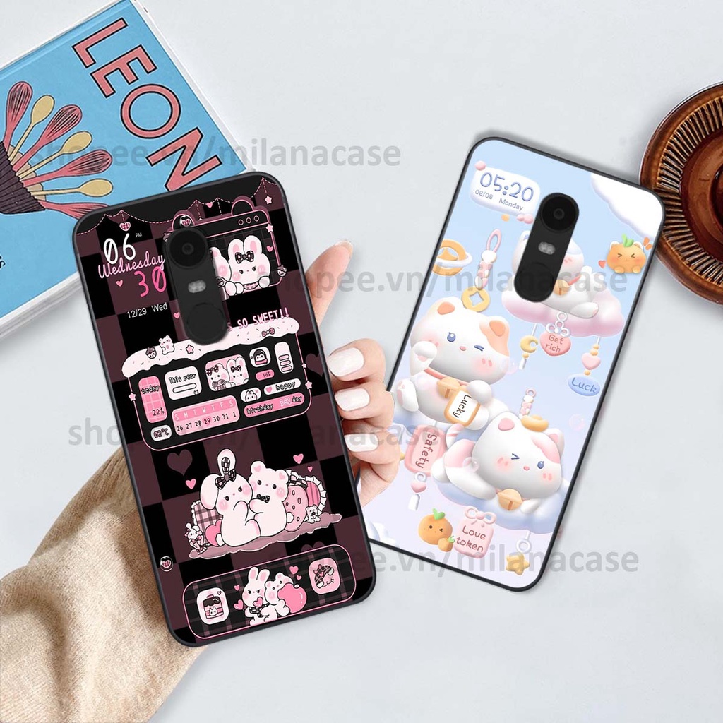 Ốp Xiaomi Redmi Note 4/ Note 4x / Redmi 5 Plus hình đồng hồ icon gấu mèo cute cực dễ thương ngộ nghĩnh