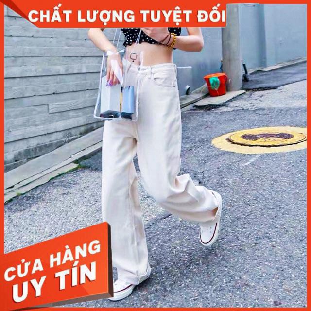 Quần ống rộng jeans trắng vải đẹp - ảnh thật shop chụp