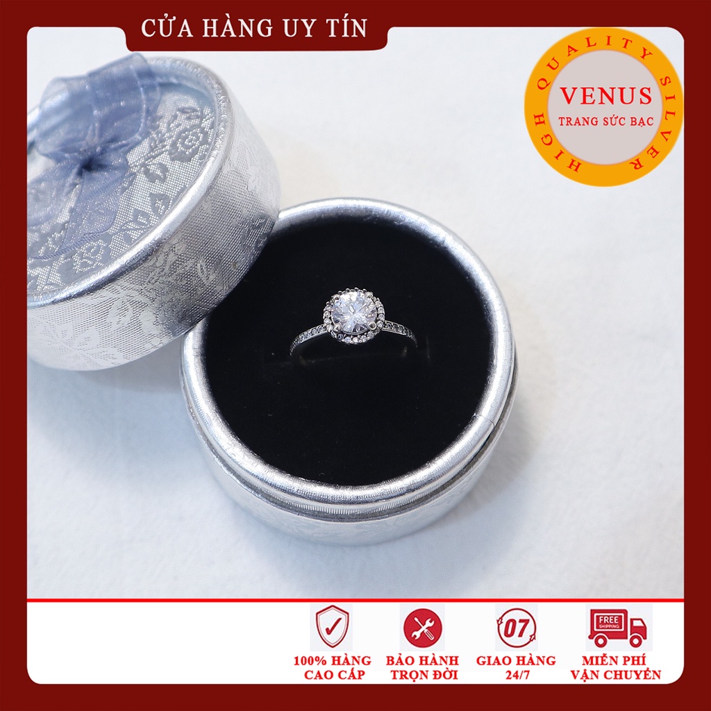 Nhẫn bạc 925 cho nữ mặt đá tròn- Mã sản phẩm VENUSN1
