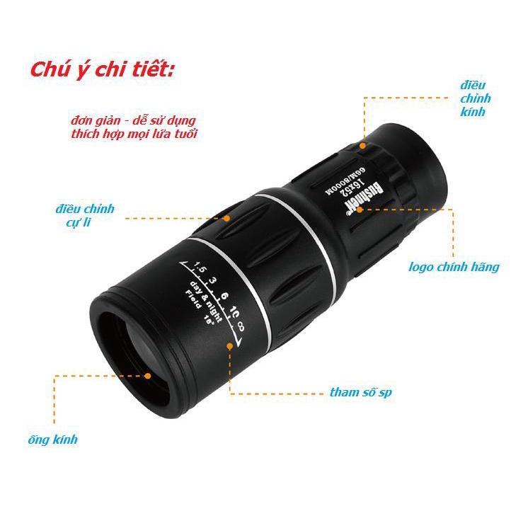 Phụ Kiện Hỗ Trợ Tầm Nhìn Ống Nhòm 1 Mắt Bushnell Cao Cấp Chất Lượng Hình Ảnh Rõ Sáng Nét Tiện Lợi Nhỏ Gọn