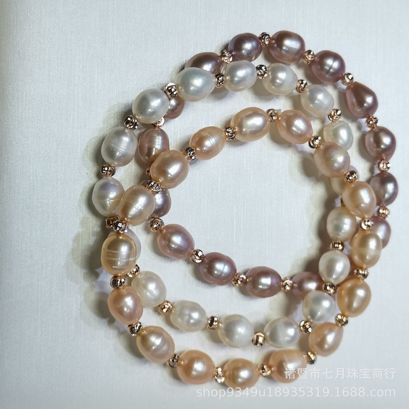 Vòng tay 8ly hạt dài mix bi titan