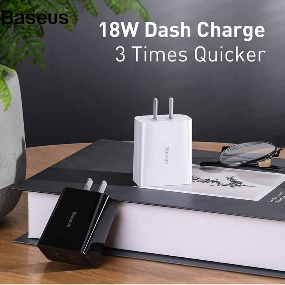 Củ sạc nhanh 2 cổng 18W Baseus - BASEUS Speed Mini QC Dual U Quick Charger 18W Hỗ trợ sạc nhanh 18W