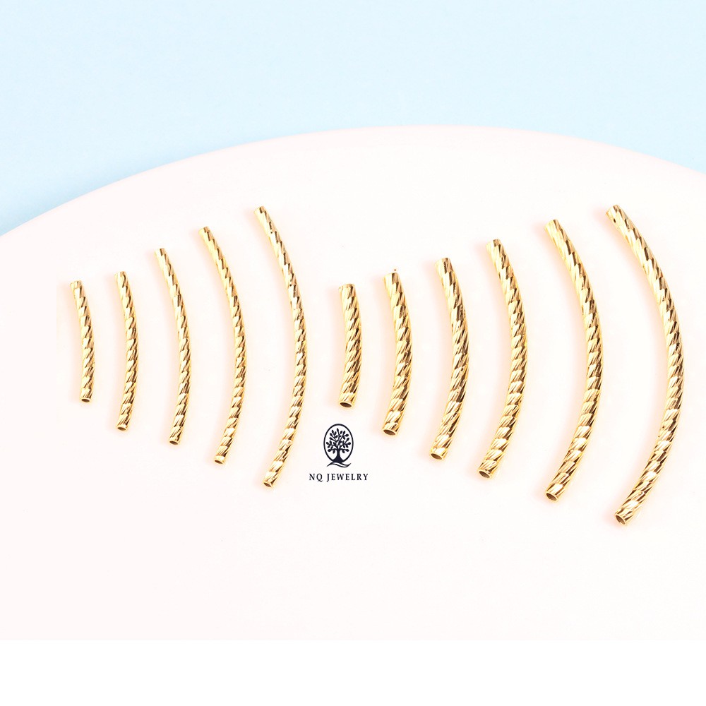 Charm bạc hình ống xoắn bọc vàng - NQ Jewelry