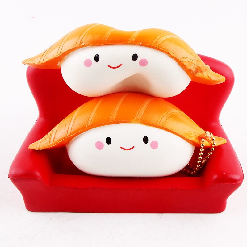 Dễ thương Squishy Cơm nắm Cá hồi Sushi Trẻ em Đồ chơi Chậm Tăng Mềm Giảm Căng thẳng Móc khóa Mặt dây chuyền Giải nén Bóp Bóp Đồ chơi Thần tài