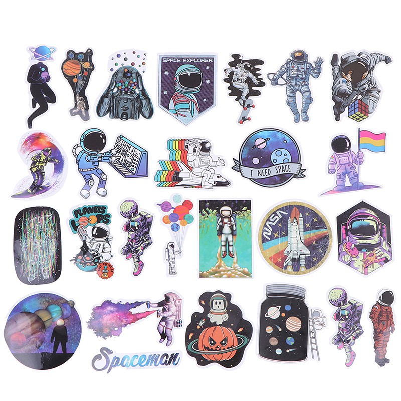 Set 50 Sticker Dán Trang Trí Hình Người Ngoài Hành Tinh Ngộ Nghĩnh