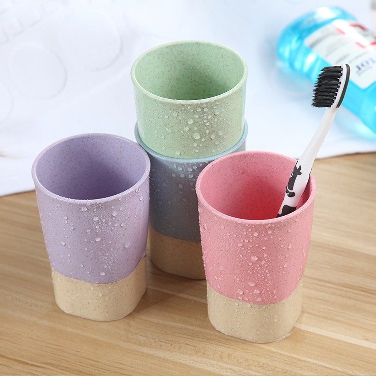 4pcs/set New Arrival Biodegradable Smile Drinking Cup Plastic Wheat Straw Cup Colorful Reusable Cups for Drink Water Juice Milk Coffee Tea,Etc.