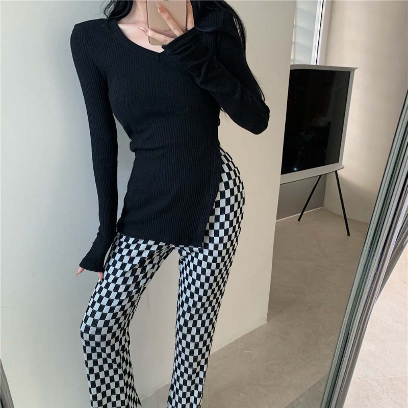 COZOK Áo Len Tay Dài Cổ Chữ v Form Ôm Thiết Kế Độc Đáo Thời Trang