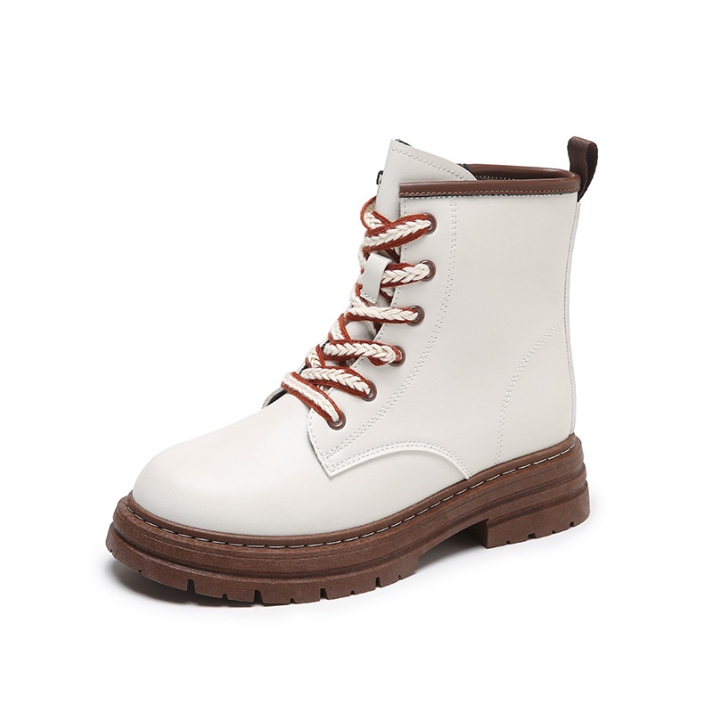 Giày bốt martin IELGY đế dày có khóa kéo màu sắc tương phản phong cách Anh Quốc thời trang cho nữ