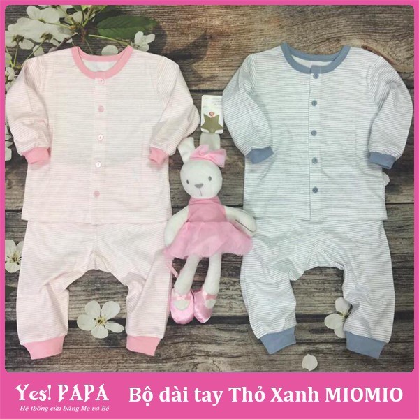 Bộ sơ sinh dài tay Miomio cài giữa mỏng