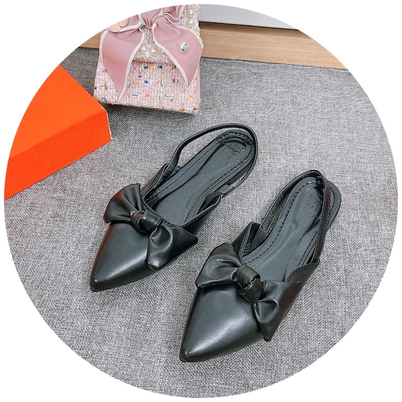 ❤️ FREE SHIP 50k❤️ Sục nữ đính nơ ú đế bệt mũi nhọn có quai chun sau giá sỉ