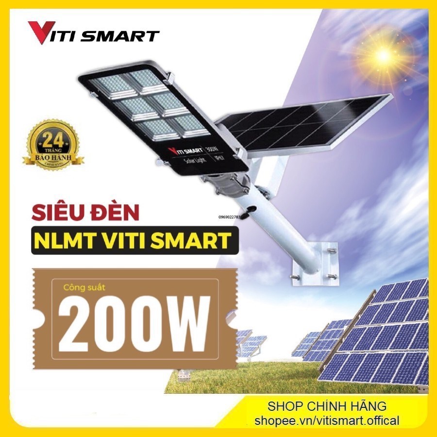 Đèn năng lượng mặt trời,đèn led đèn bàn chải công suất 200W hàng chính hãng bảo hàng 24 tháng SP4346 Vitismart