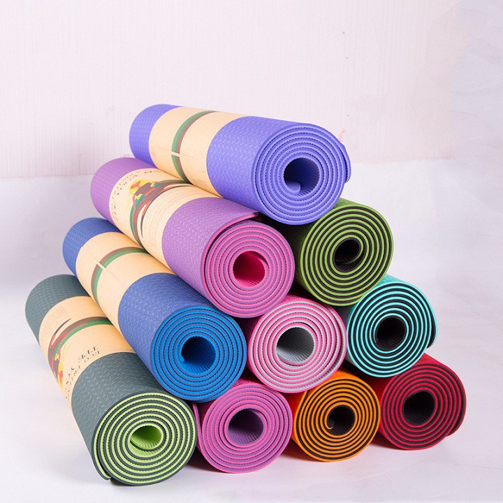 Thảm Tập Yoga chống trượt 2 lớp dày 8mm chất liệu cao su non TPE cao cấp - Tấm thảm tập Gym, Thể dục tại nhà