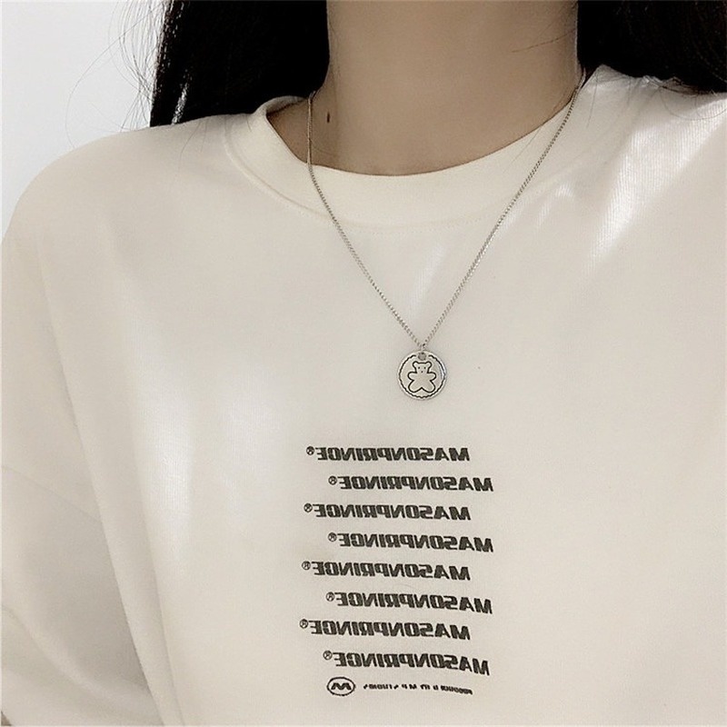 Dây chuyền chuỗi dài mặt hình gấu xinh xắn kiểu hip hop cổ điển 210902