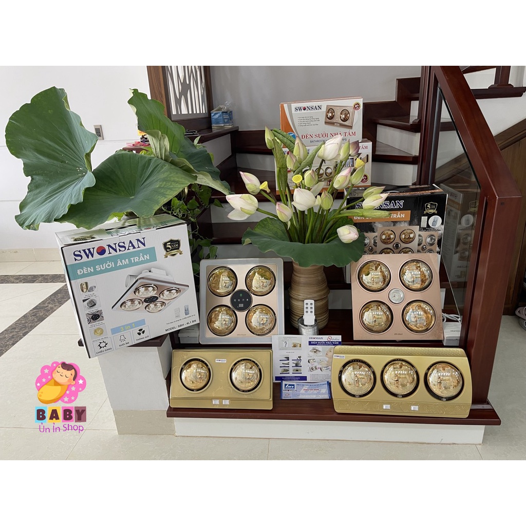 ĐÈN SƯỞI NHÀ TẮM SWONSAN 2 BÓNG SBH2-L1 - BẢO HÀNH CHÍNH HÃNG 5 NĂM