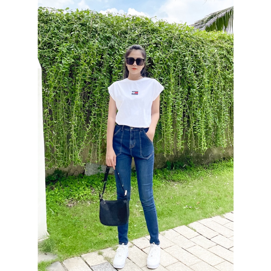 ÁO THUN CÁNH DƠI TOMMY BO THUNG BUNG TRẮNG ĐEN VNXK   - COTTON 100% 4C FORM CHÂU ÂU