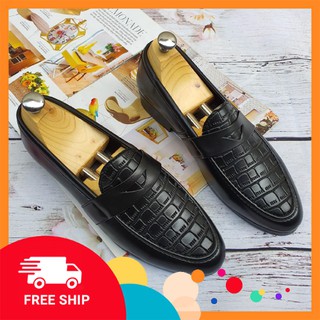 Giày Tây NaM⚡️ Da dập vân Sang Trọng Lịch Lãm, Giày Âu công sở kết hợp quần Kaki CỰC NGẦU