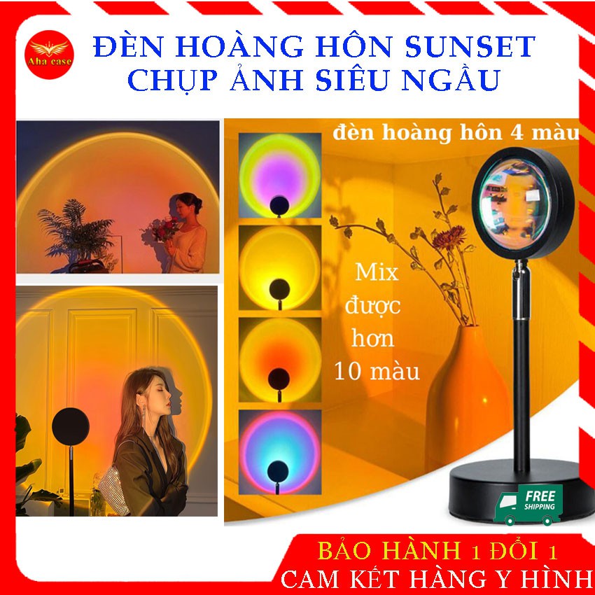 [Freeship] Đèn Hoàng Hôn Cầu Vồng chụp ảnh sống ảo Tiktok - Đèn Sunset Lamp 4 màu mic được nhiều màu.