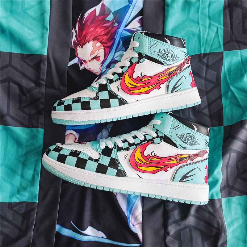 Giày thể thao cổ cao in hình Tanjiro Demon Slayer 2021 thời trang cho nam
