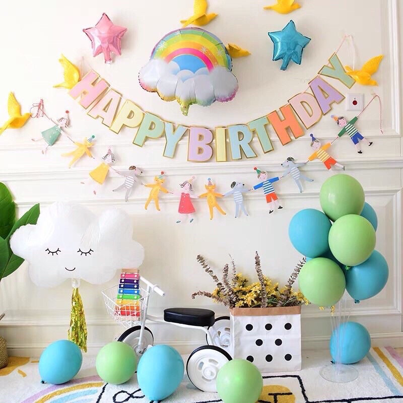 Banner chữ Happy Birthday ngũ sắc pastel trang trí tiệc sinh nhật