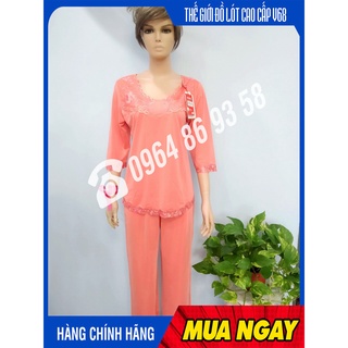 Bộ quần áo nữ ngủ mặc nhà tay lỡ, quần dài thun lạnh Paltal 130695