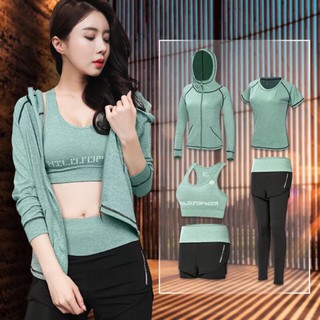Bộ tập gym cao cấp 5 món màu xanh dành cho gymer