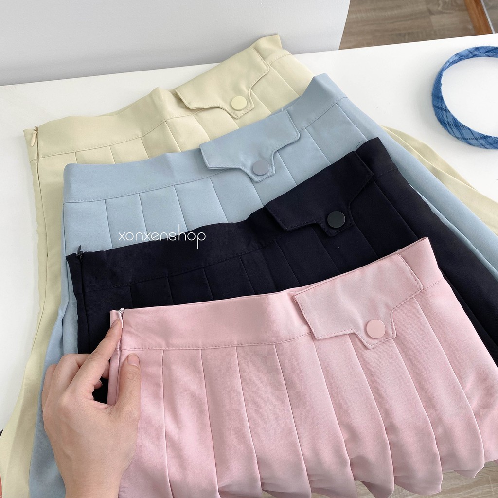 Chân váy xếp li, chân váy ngắn, chân váy xếp li Hàn Quốc đai nút cá tính, mã 305 | BigBuy360 - bigbuy360.vn