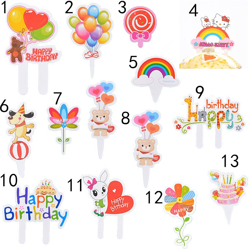 Bộ 50 Cờ Cắm Bánh Kem Sinh Nhật Hình Động Vật