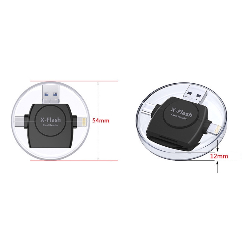 Đầu đọc thẻ nhớ Micro SD giắc nối Type-c/Lightning/Micro USB 4 trong 1