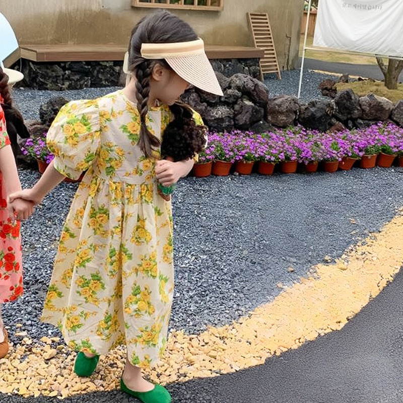 Đầm Công Chúa Tay Ngắn Cổ Tròn In Họa Tiết Hoa Thời Trang Mùa Hè Cho Bé Gái Se7en