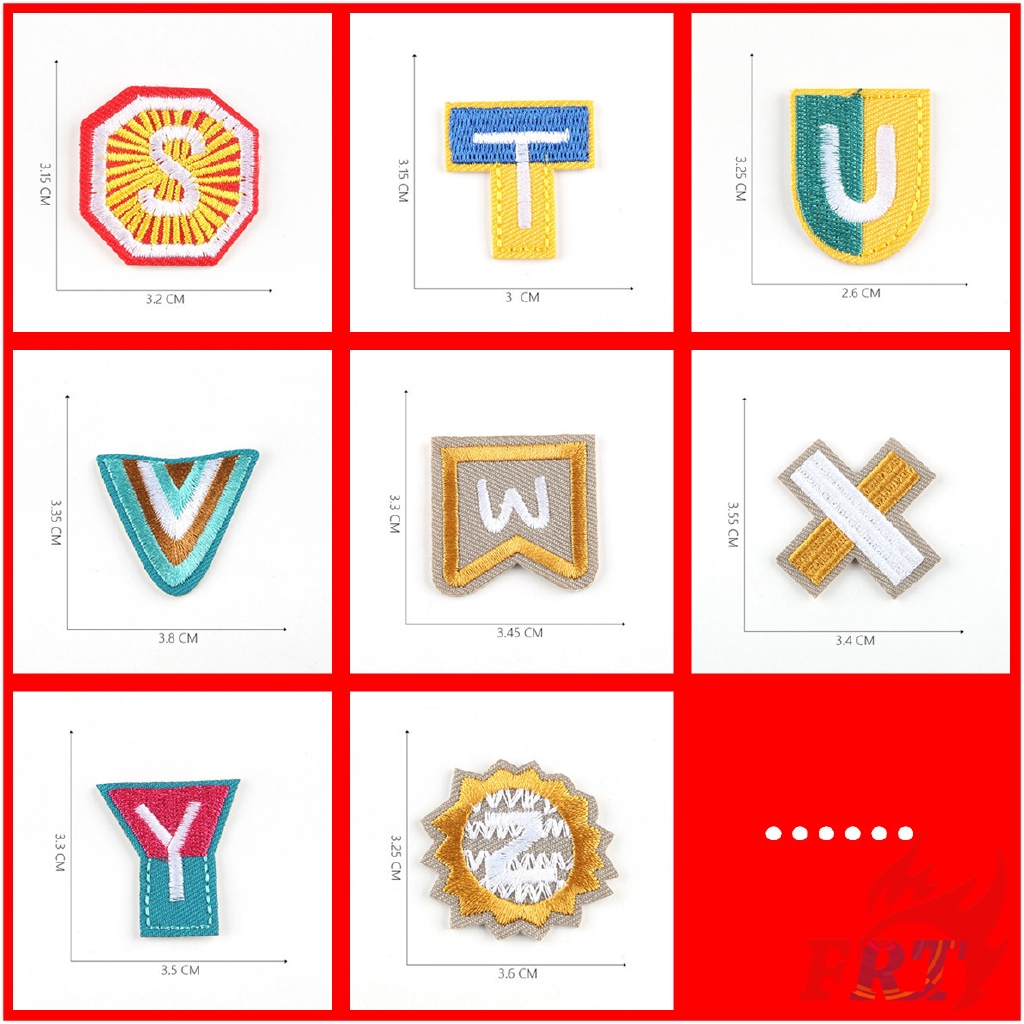 ☸ Geometrical Shape Letters Iron-on Patch ☸ 1Pc Diy Sew on Iron on Badges Patches