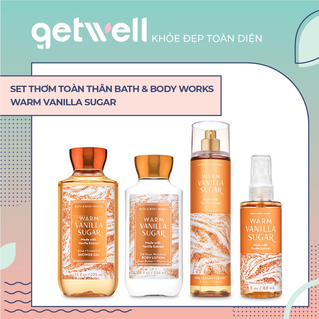 WARM VANILLA SUGAR | Sản Phẩm Tắm Dưỡng Xịt Thơm Toàn Thân Bath &amp; Body Works