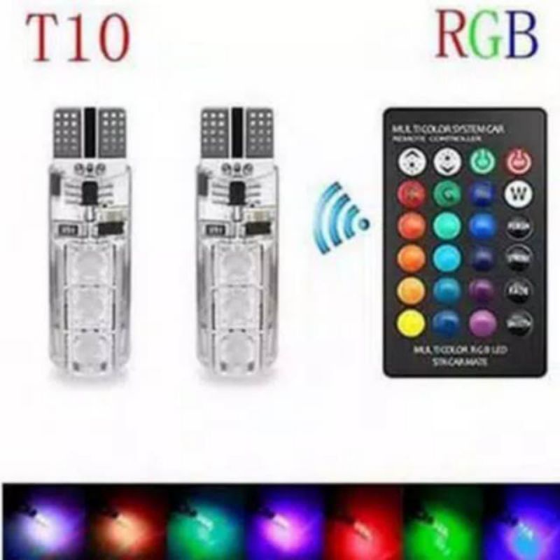 Đèn led T10 rgb 6 Điểm 5050 smd 16 Màu + Chế Độ Phát Tín Hiệu