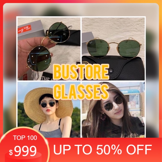 KÍNH MÁT RAYBAN THUỶ TINH GỌNG TRÒN SIÊU HOT - BUSTORE