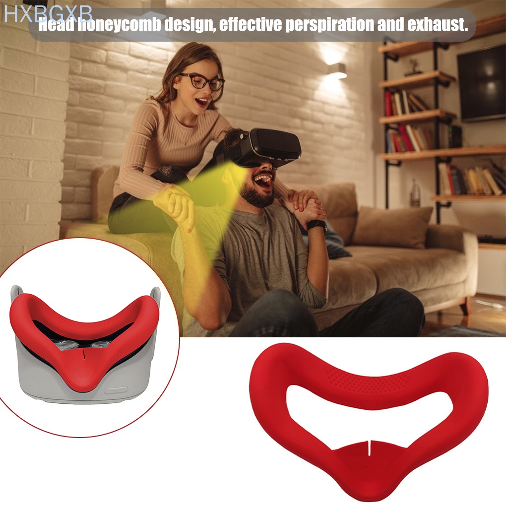 HXBG VR Glasses Cover Silicone Anti-slip VR Lens Eye Cover Protector Replacement for OCULUS QUEST 2, Red