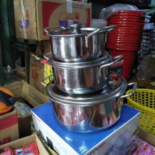 Bộ  3 nồi  inox cao  cấp quà tặng  của  Sharp.