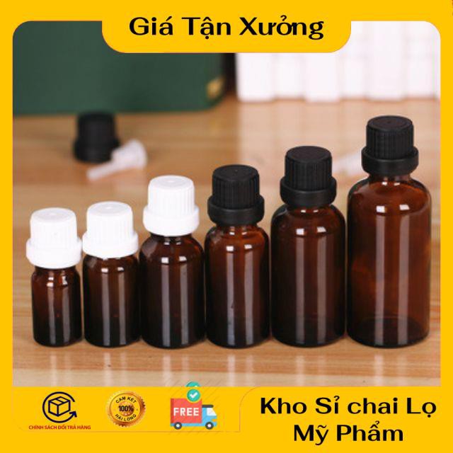 Lọ Chiết Serum ❤ TRÙM SỈ ❤ [5ml,10ml] Lọ chiết tinh dầu thủy tinh nắp đen , lọ tinh dầu , phụ kiện du lịch