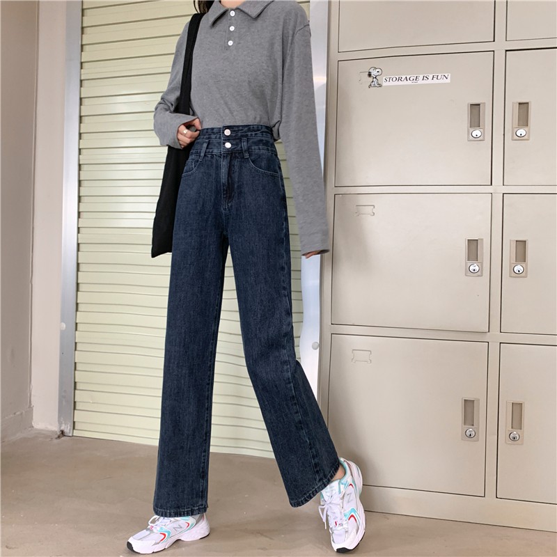 Quần jean ống rộng nữ 2 cúc thời trang - Hàng Quảng Châu | BigBuy360 - bigbuy360.vn