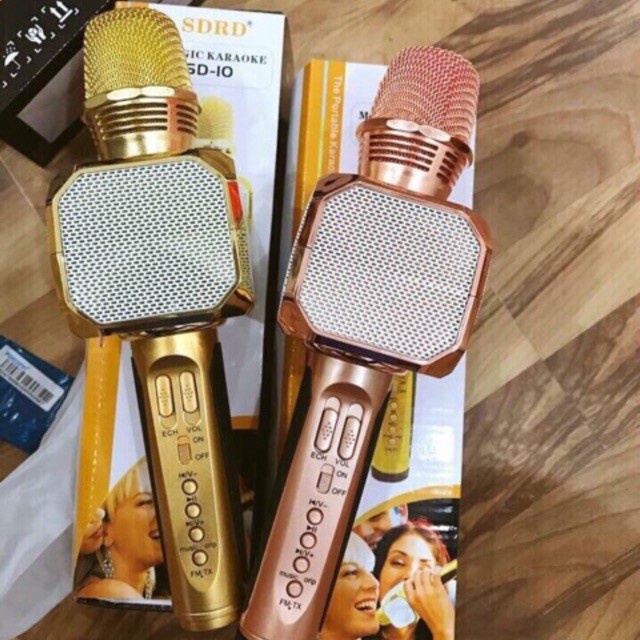 Micro karaoke bluetooth SD-10 Mic hát cầm tay loa không dây mini hát hay đa năng có ghi âm