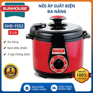 Nồi áp suất đa năng Sunhouse Shd1552r 5L - Nồi áp suất điện mini chống dính nhiều chức năng , hẹn giờ cao cấp