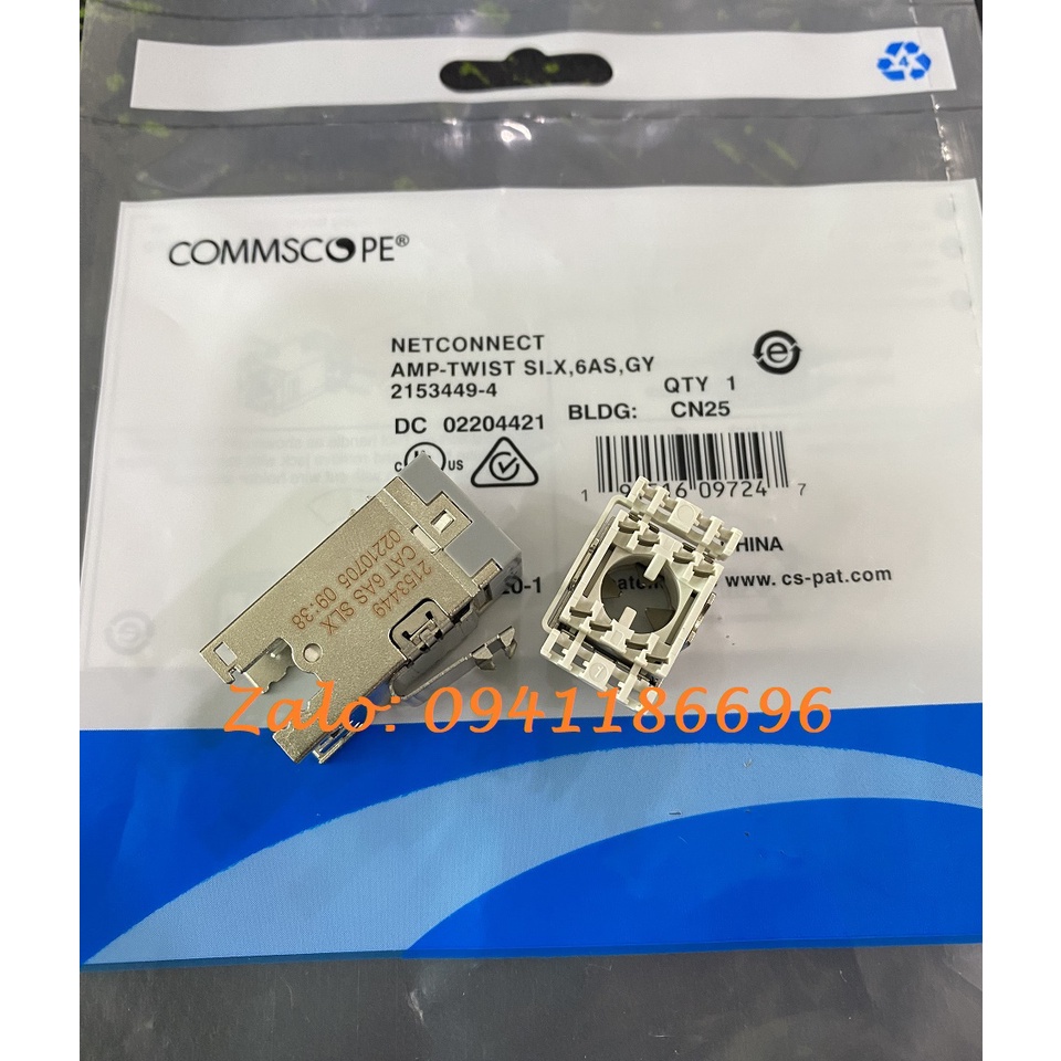 Ổ cắm mạng Cat6A chống nhiễu - Modular jack Cat6A AMP/Commscope 2153449-4